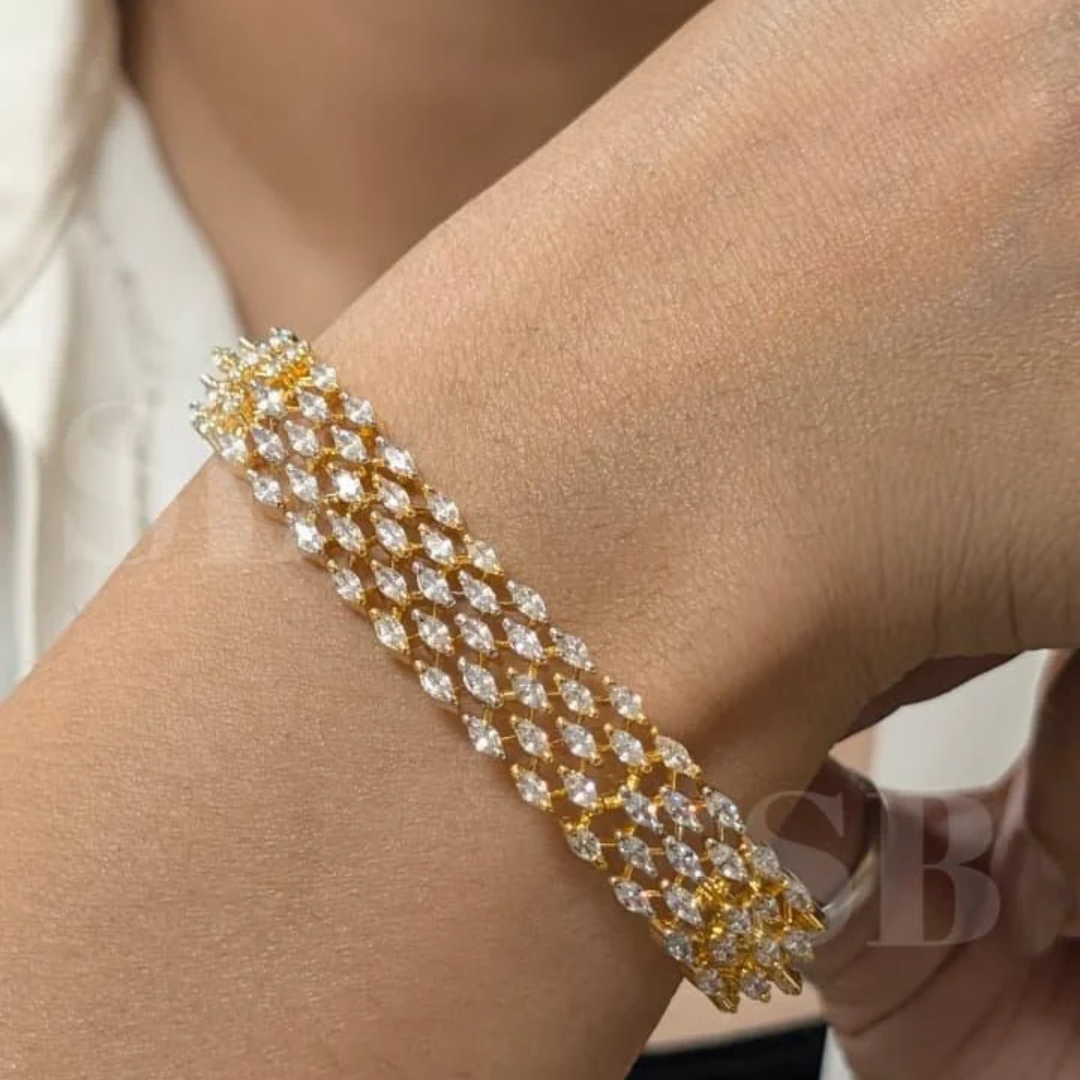 Celeste Crystal Multi-Row Gold Bracelet