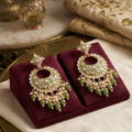 Meher Green Kundan & Pearl Chandbali Earrings